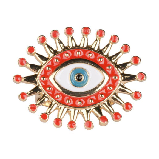 Evil Eye Gold Adjustable Ring