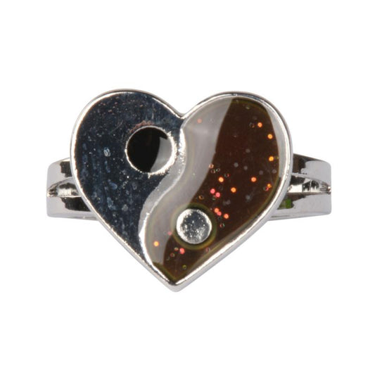 Yin Yang Heart Mood Metal Ring Adjustable