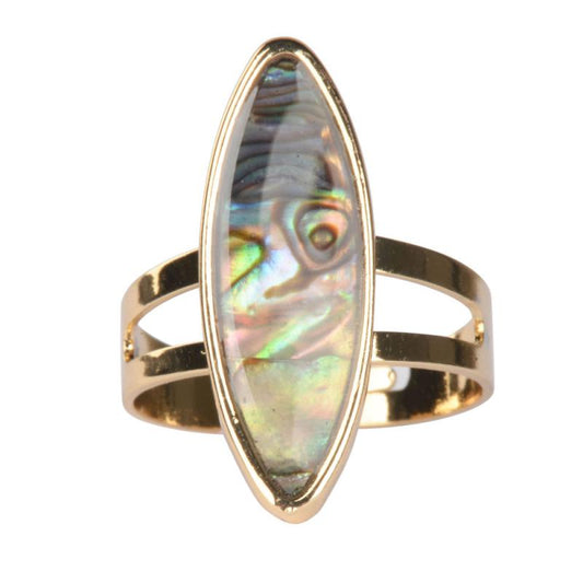 Abalone Shell Gold Plated Ajustable Ring