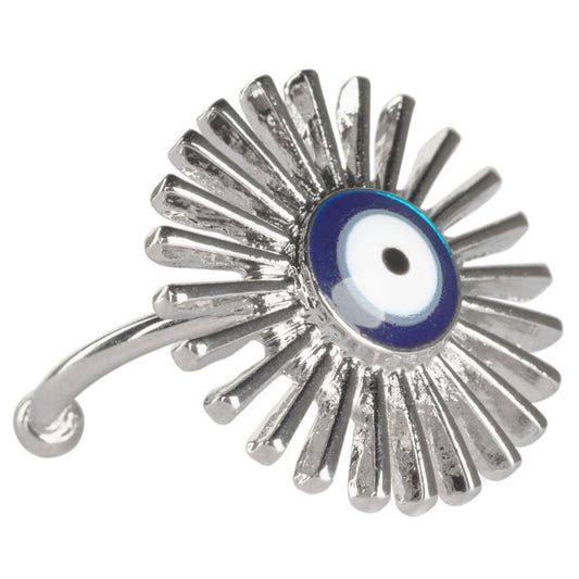 Evil Eye Sun Ray Silver Plated Adjustable Ring