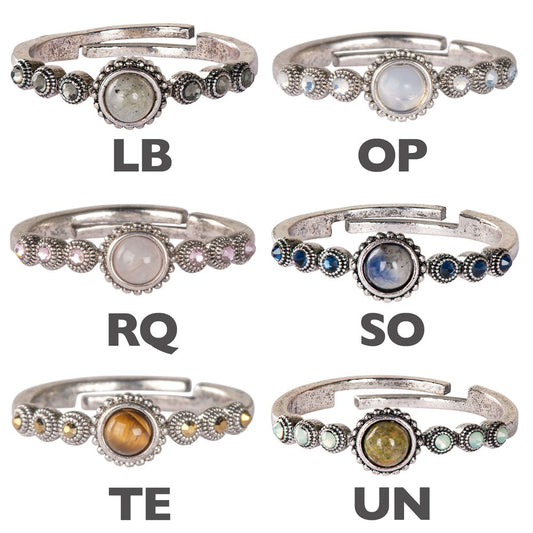 Labradorite with Stones Adjustable Ring