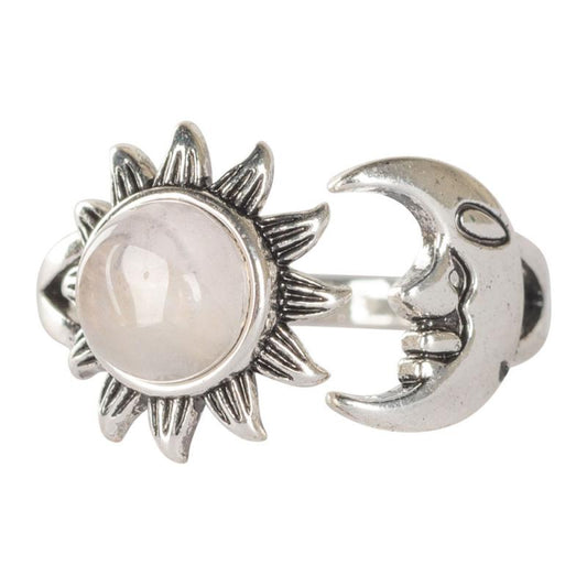 Rose Quartz Sun Moon Adjustable ring
