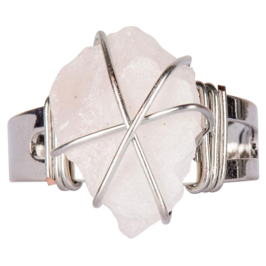 Rose Quartz Raw Wire Wrap Adjustable Ring