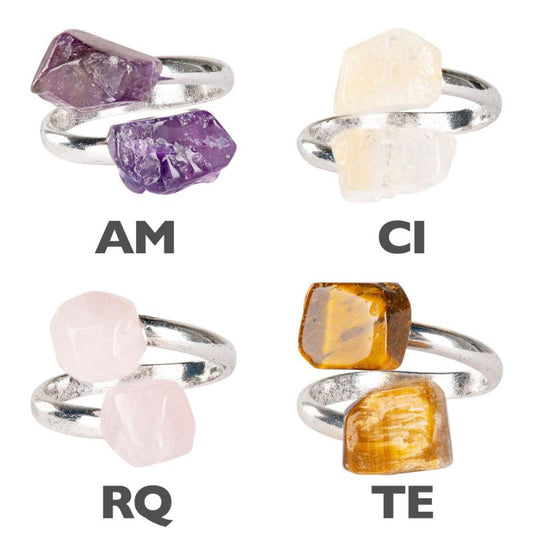 TIGER EYE DOUBLE STONE ADJUSTABLE RINGS