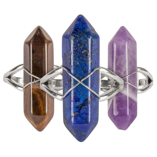 Tiger Eye D/T Point Wrapped Adjustable Ring