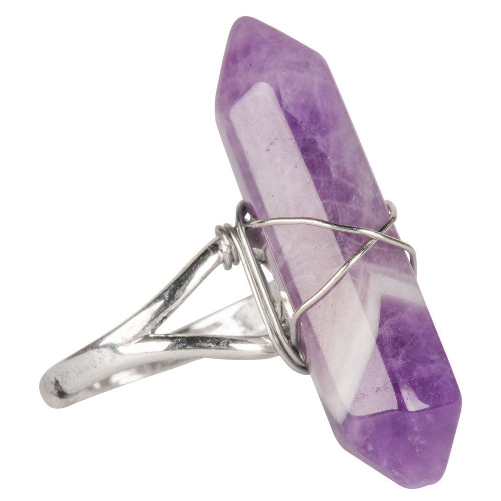 Amethyst D/T Point Wrapped Adjustable Ring