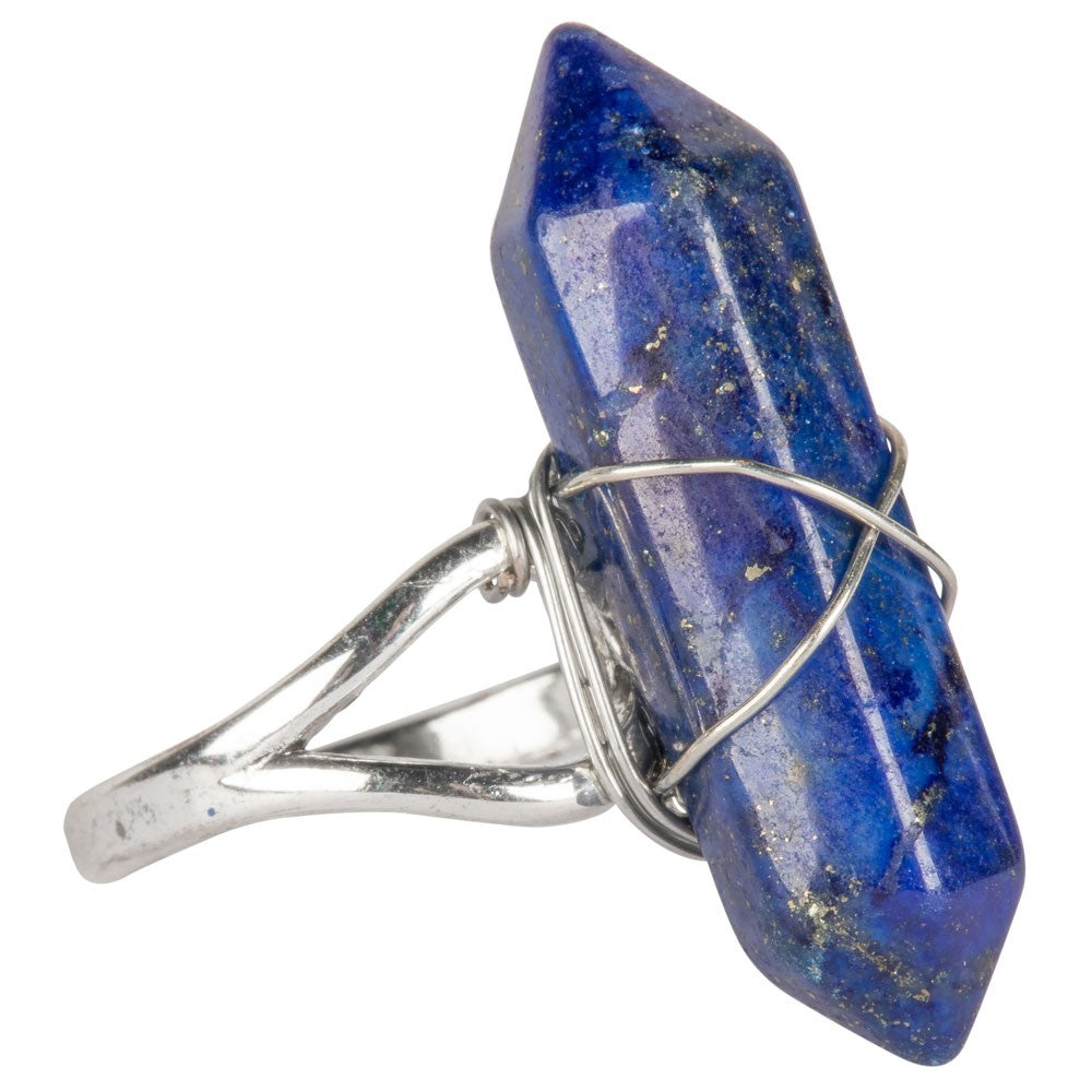 Lapis Lazuli D/T Point Wrapped Adjustable Ring