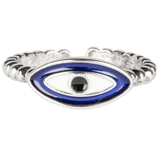 Eye Shape Beaded Band Adjustable Plated Copper Ring