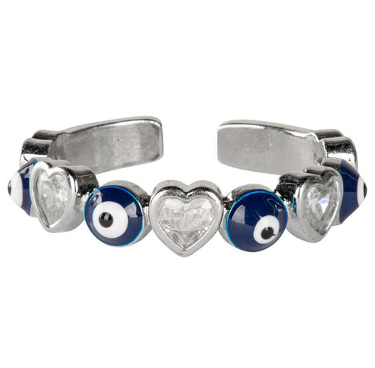 Evil Eye Hearts Adjustable Rings