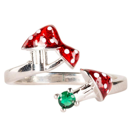 Red Mushroom With Ascent Stone Adjustable Ring