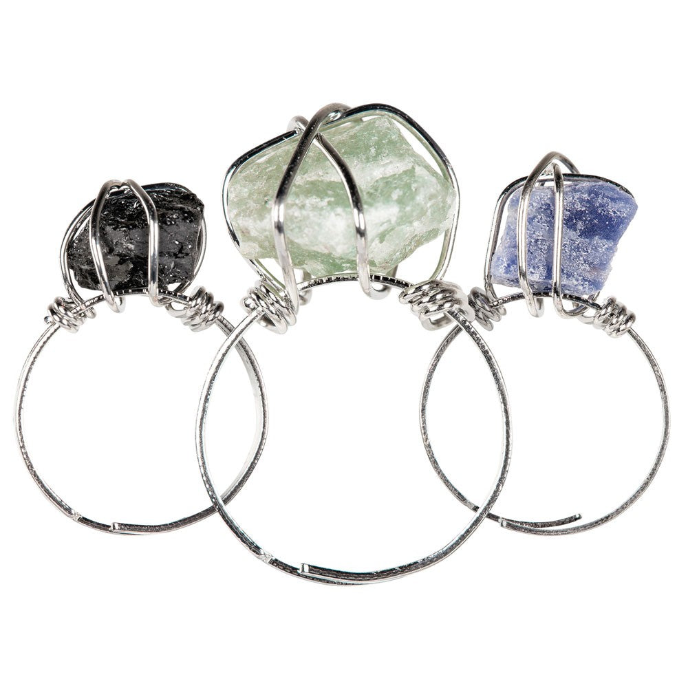 Green Aventurine Raw Wrapped Base Metal Adjustable Ring
