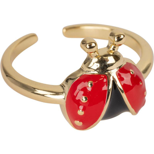 Ladybug Beetle Gold Color Adjustable Base Metal Ring
