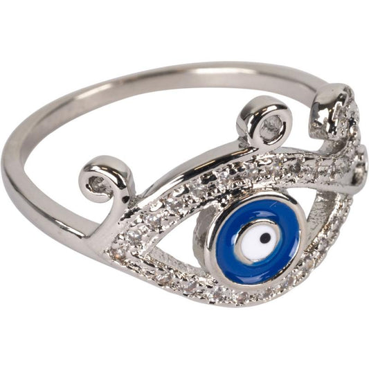 Evil Eye CZ Adjustable Base Metal Ring