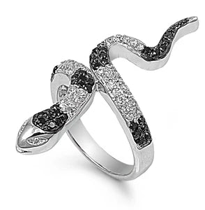Snake CZ Stones Sterling Silver Ring Size 5