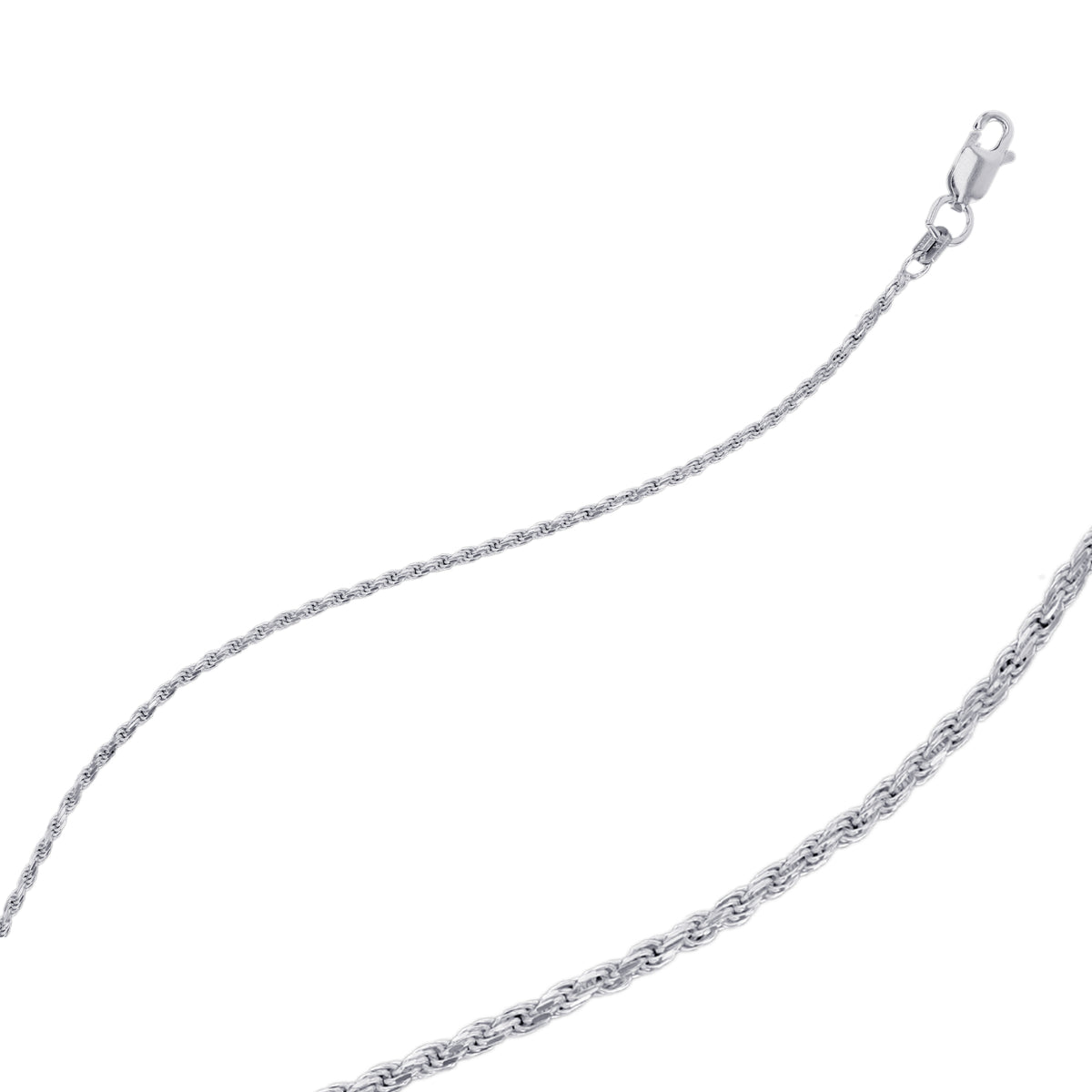 22" 1.4mm Diamond-Cut Rope .925 Sterling Silver Chain