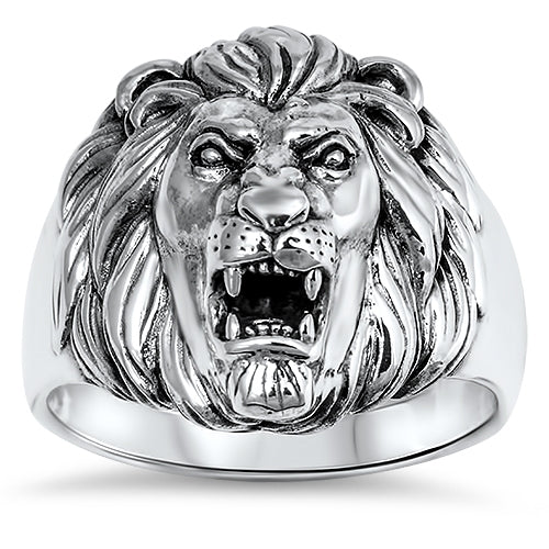 Lion Head .925 Sterling Silver Ring Size 9