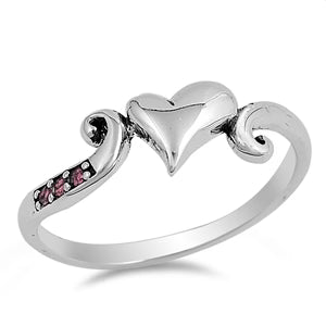 Heart with Ruby Sterling Silver Ring Size 7