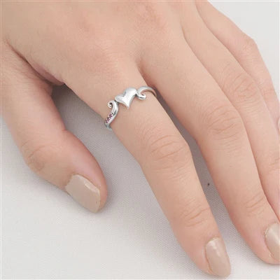 Heart With Synthetic Ruby .925 Sterling Silver Ring Size 5