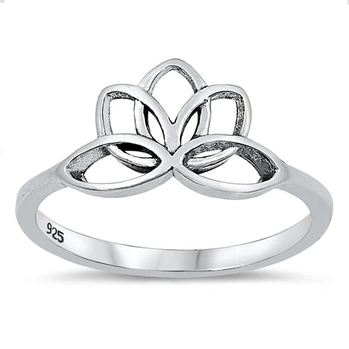 Lotus Flower .925 Sterling Silver Ring Size 6