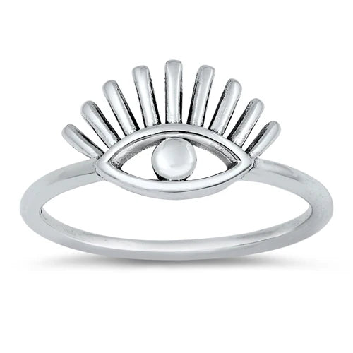 Evil Eye With Lashes .925 Sterling Silver Ring Size 6