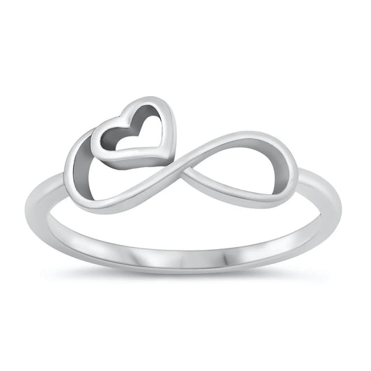 Infinity Heart .925 Sterling Silver Ring Size 7