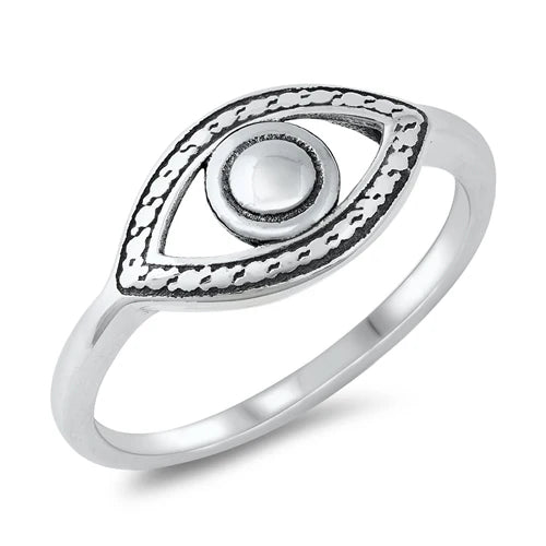 Evil Eye .925 Sterling Silver Ring Size 6