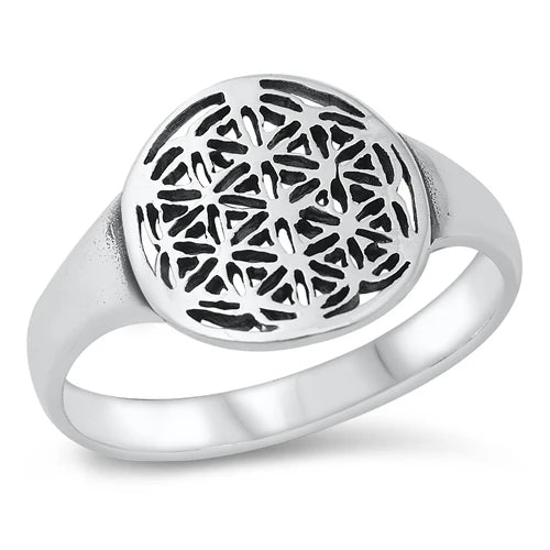 Flower Of Life .925 Sterling Silver Ring Size 7