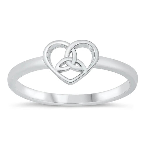 Celtic Heart Triquetra .925 Sterling Silver Ring Size 5