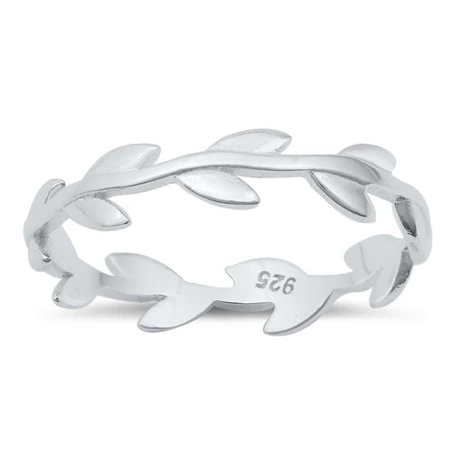Leaves Band .925 Sterling Silver Ring Size 5