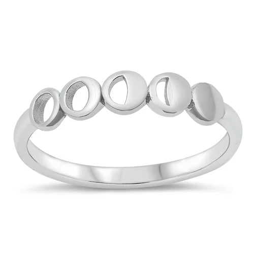 Moon Phases .925 Sterling Silver Ring Size 7