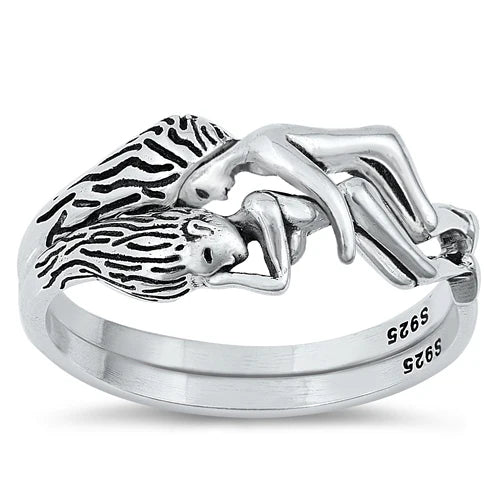 Lover's .925 Sterling Silver Ring (Set of 2) Size 7