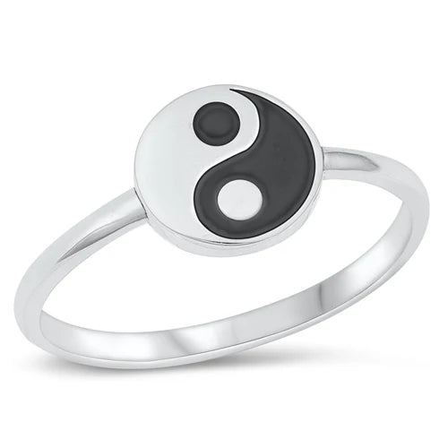 Yin Yang .925 Sterling Silver Ring Size 7
