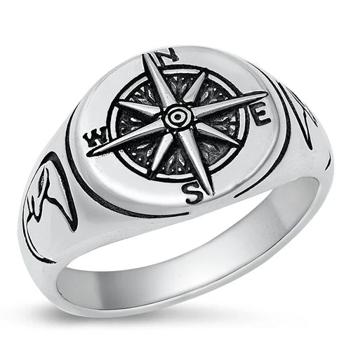 Compass .925 Sterling Silver Ring Size 8