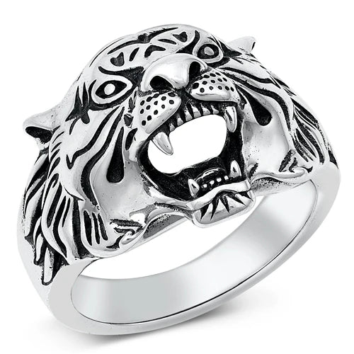 Tiger .925 Sterling Silver Ring Size 9