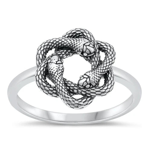 Snakes Coiled .925 Sterling Silver Ring Size 5