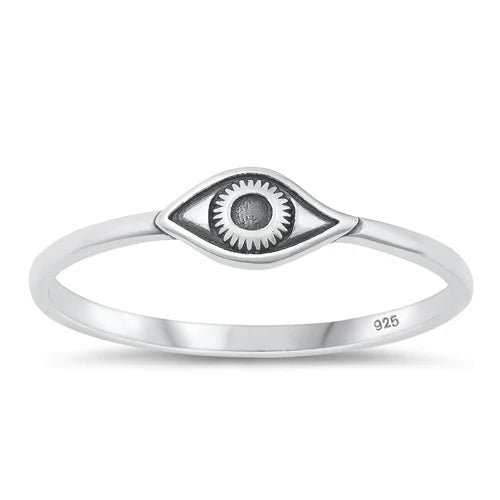 Evil Eye Sterling Silver Ring Size 6