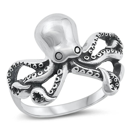 Octopus .925 Sterling Silver Ring Size 9