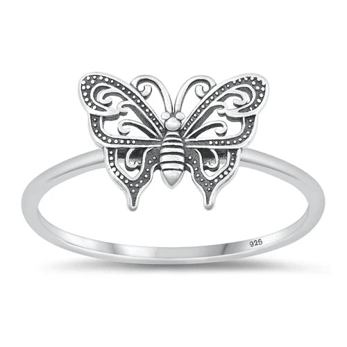 Butterfly Filigree .925 Sterling Silver Ring Size 7