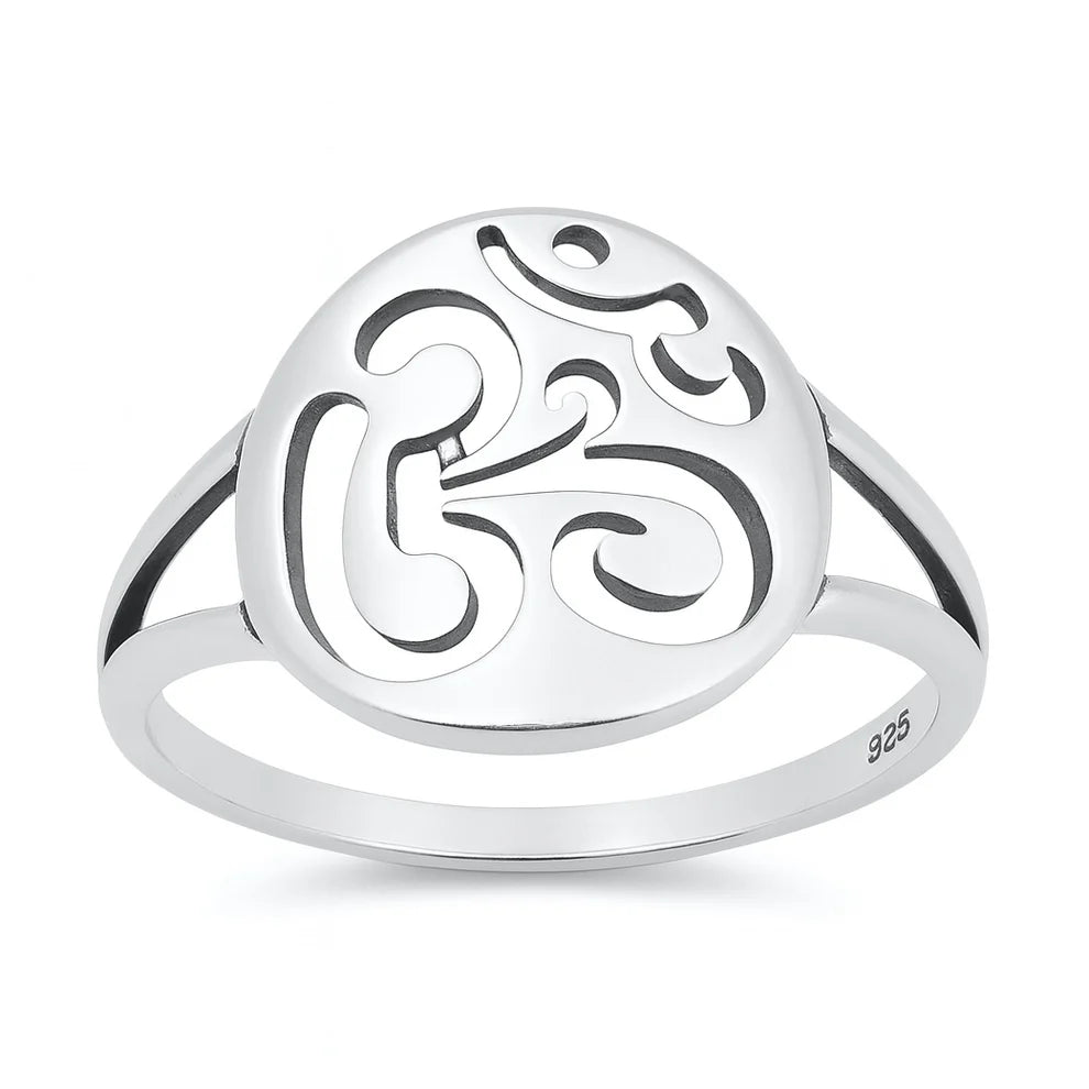 Om .925 Sterling Silver Ring Size 7