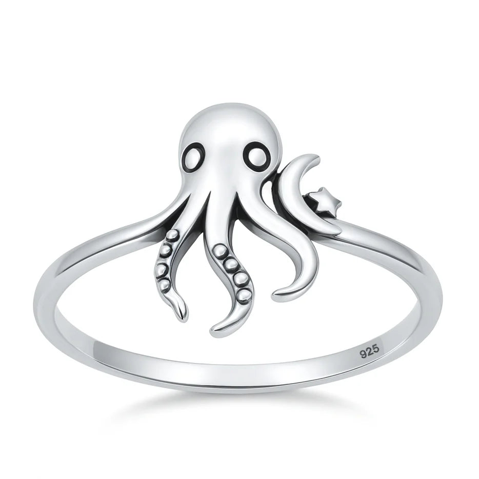 Octopus .925 Sterling Silver Ring Size 6