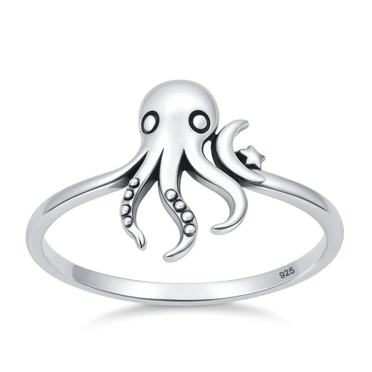 Octopus .925 Sterling Silver Ring Size 6