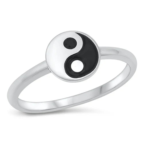Yin Yang .925 Sterling Silver Ring Size 5