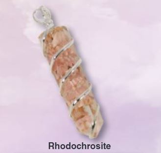 Rhodochrosite Orgone Coil Wrapped Point Pendant