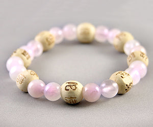 Rose Quartz Love - 8MM With White Karma Beads Bracelets - Lucky Karma Beads