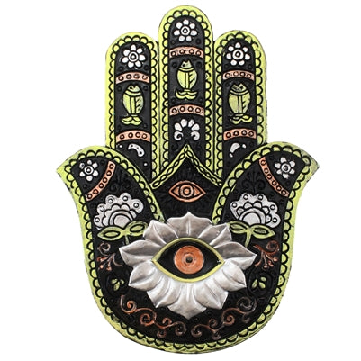 Hamsa Hand Silver Floral Incense Holder /Wall Hanging /Paperweight