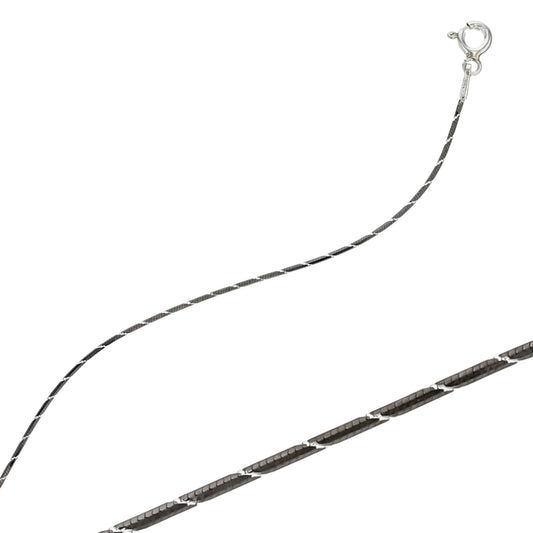 20" 0.9mm 8-Sided Rhodium-Plated .925 Sterling Silver Snake Chain - Black & White