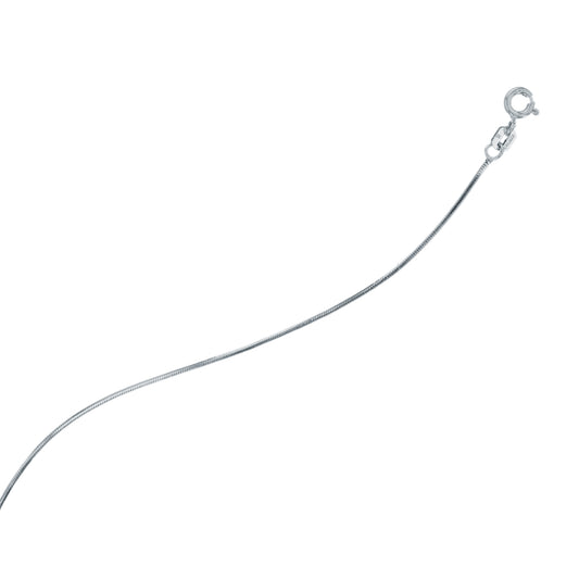 22" 1mm Round Snake .925 Sterling Silver Chain
