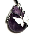 Amethyst Tear Drop Plated Butterfly Pendant