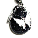 Blue Goldstone Tear Drop Plated Butterfly Pendant