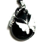 Black onyx Tear Drop Plated Butterfly Pendant